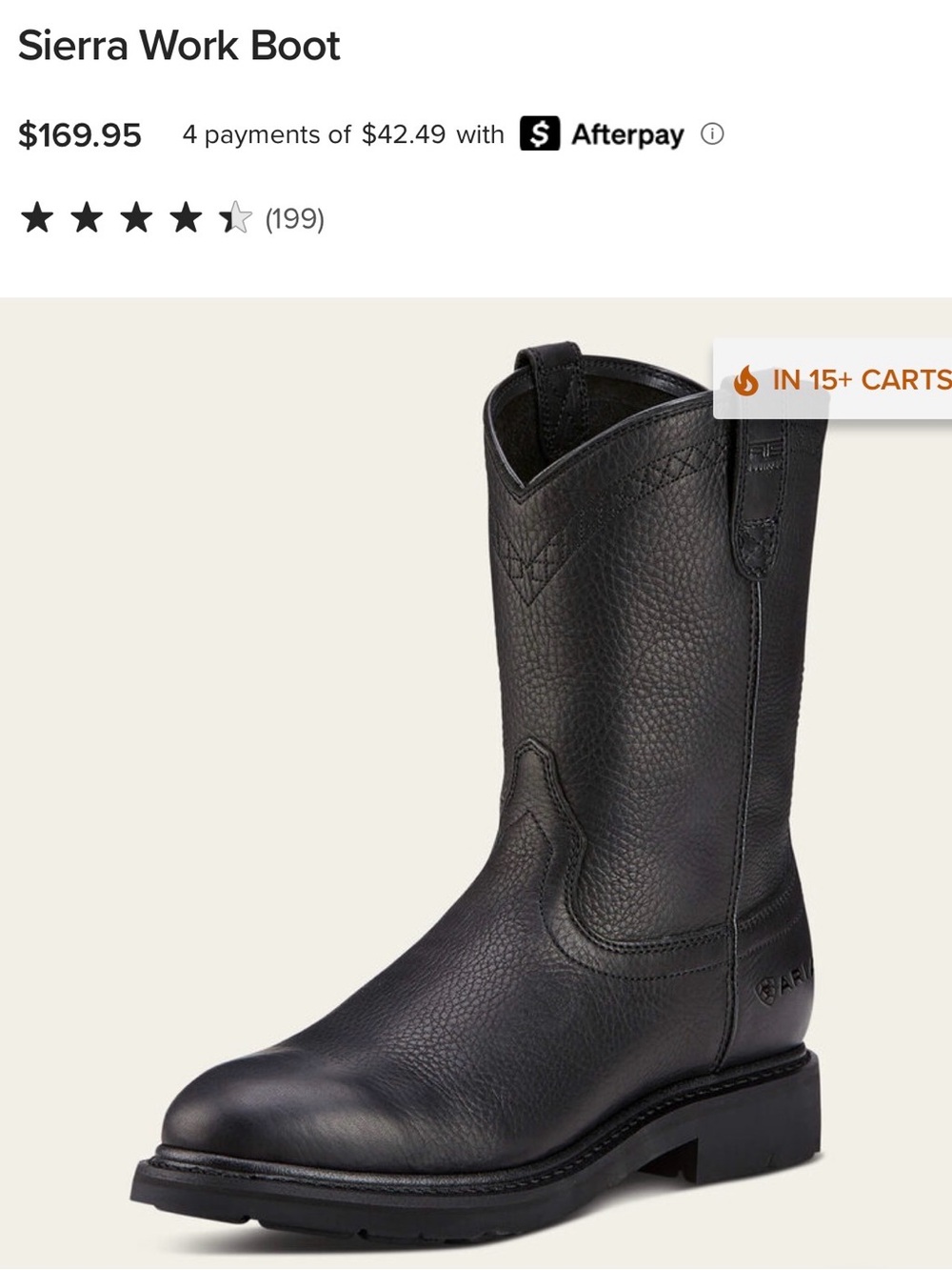 Ariat Sierra Work Boots cowboy ropers 14